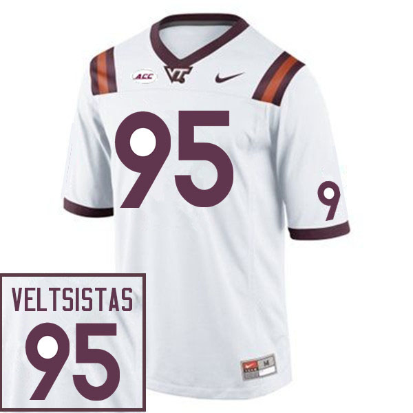 Men #95 Nick Veltsistas Virginia Tech Hokies College Football Jerseys Sale-White - Click Image to Close